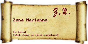 Zana Marianna névjegykártya